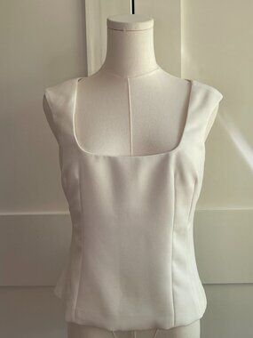 J.Crew Ivory Square Neck Sleeveless Structured Top